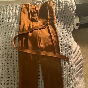 Gorgeous copper silk, high rise wide leg trousers